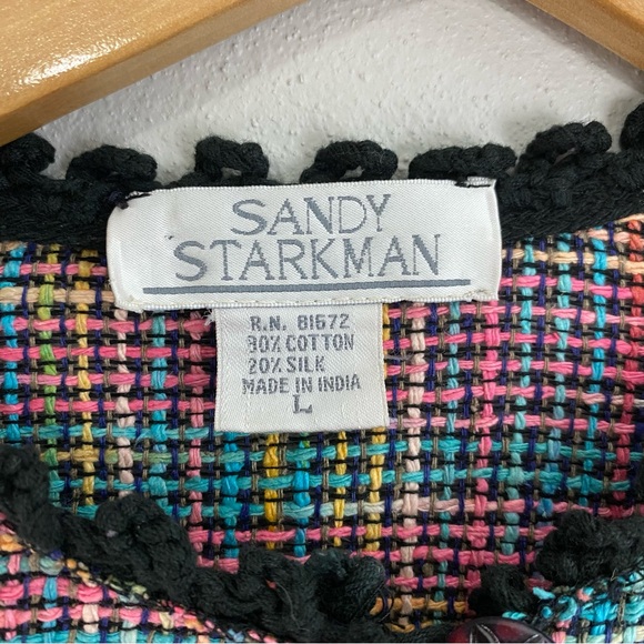 Sandy Starkman Vintage Silk Blend‎ Colorful Button Down Sweater Women’s Large - Picture 3 of 6